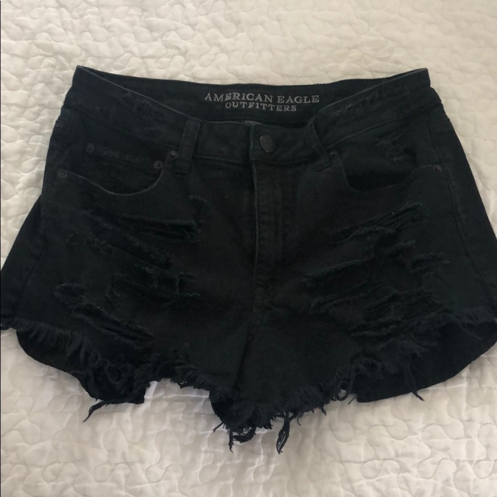 American eagle black jean stretch shorts